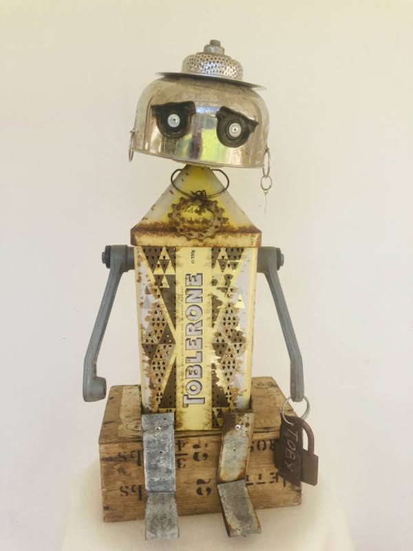 Toby — assemblage robot sculpture by Angela Delury, Wanneroo Sculpture Award Winner 2025